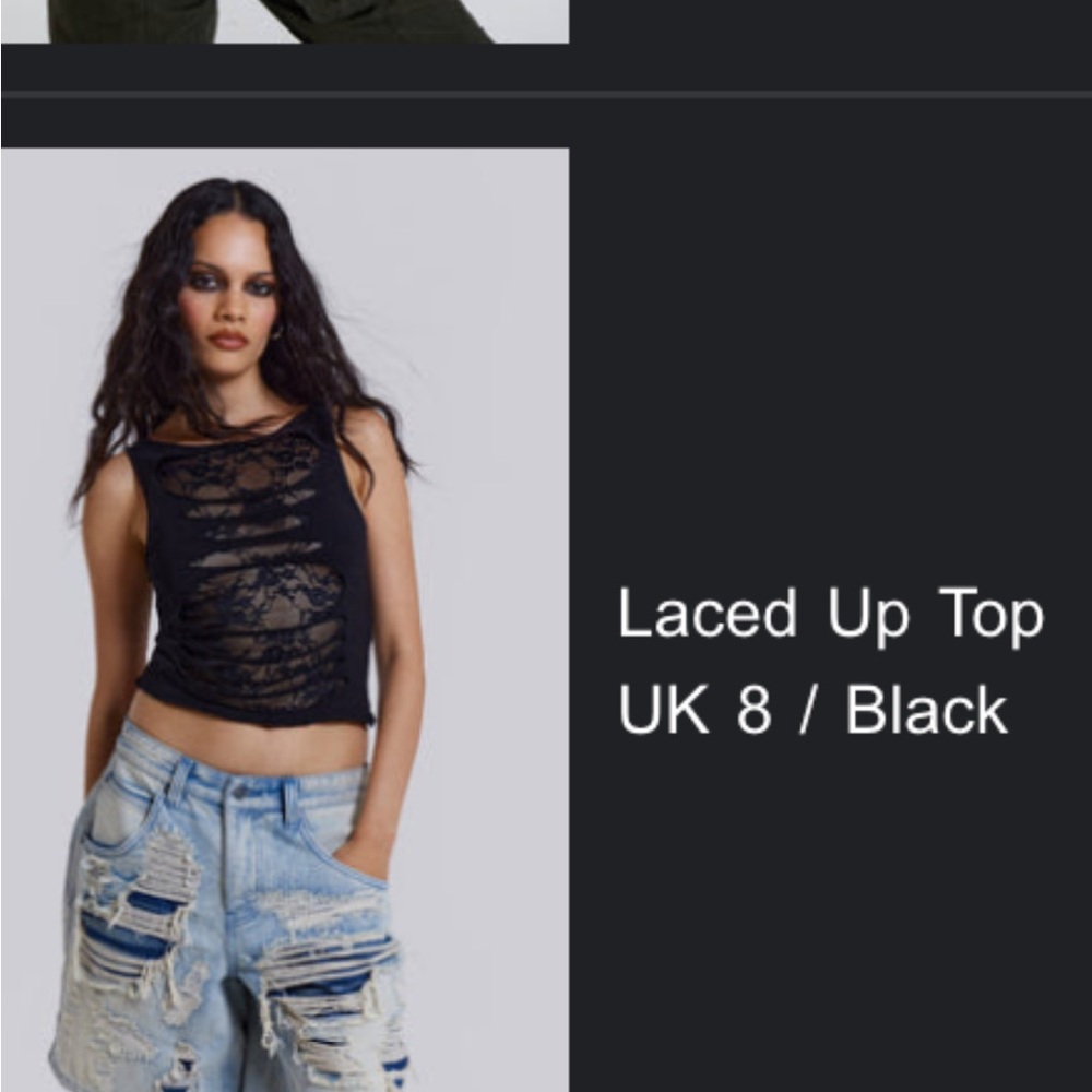 jaded london Laced Up Black Top